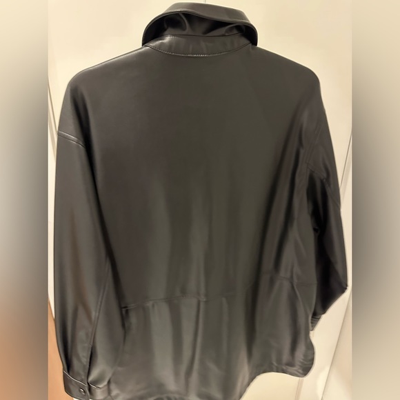 Zara Faux Leather Shirt with Pockets Black - Picture 2 of 2
